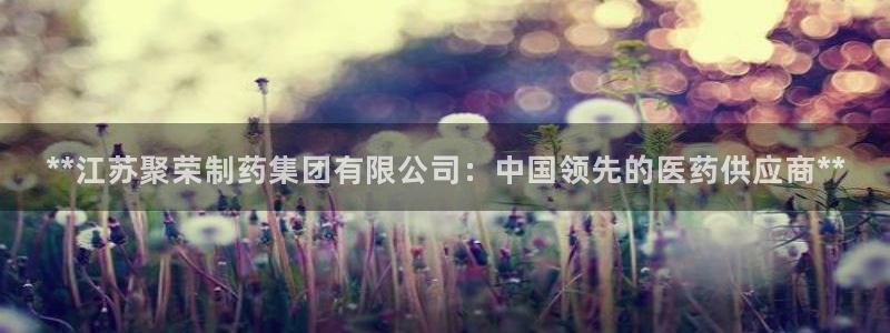 九游老哥俱乐部官网登录网址：**江苏聚荣制药集团有限公司：中国领先的医药供应商**