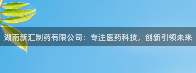 老哥吧九游会：湖南新汇制药有限公司：专注医药科技，创新引领未来